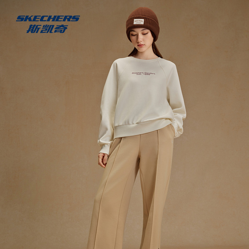 斯凯奇女士长袖秋冬新款宽松插肩袖圆领运动简约卫衣套头衫,淘宝优惠券,粉丝福利购,淘宝优惠卷