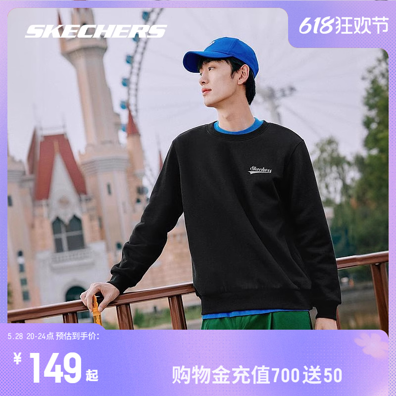 Skechers斯凯奇新品男女同款休闲百搭加绒卫衣百搭时尚运动上衣