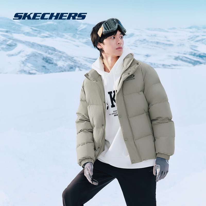 Skechers斯凯奇情侣羽绒服男女同款美拉德防泼水短款立领百搭外套