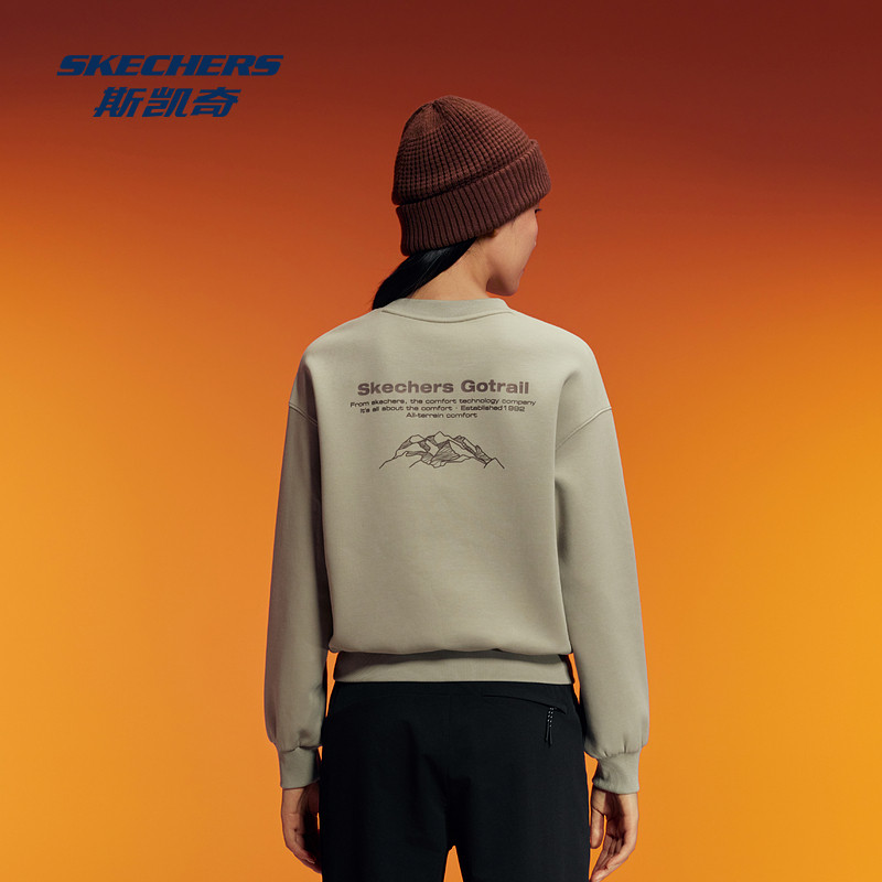 斯凯奇卫衣女秋冬新款圆领针织套头卫衣舒适打底运动长袖上衣,淘宝优惠券,粉丝福利购,淘宝优惠卷