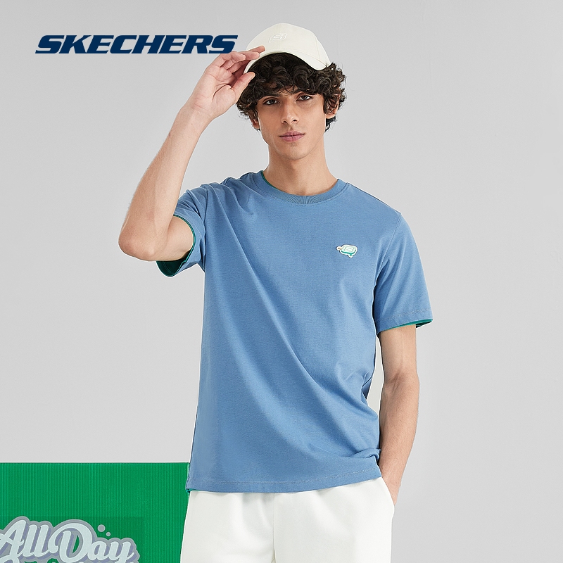 Skechers斯凯奇男女同款T恤衫2024速干吸湿情侣跑步运动短袖百搭-图3