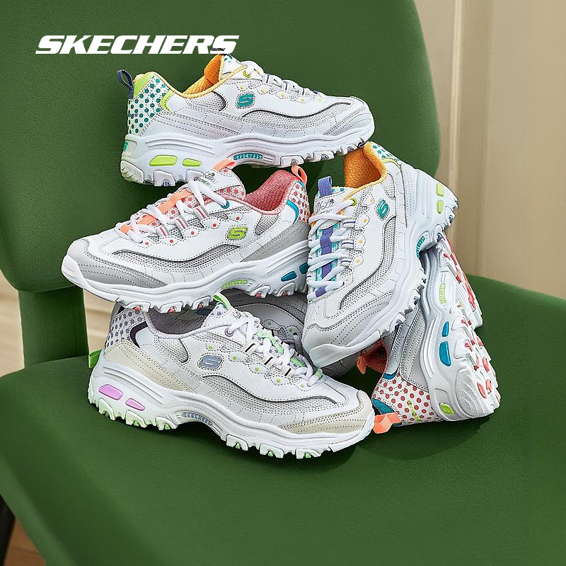 Skechers斯凯奇波点熊新款潮流女子时尚绑带轻便时尚运动休闲鞋