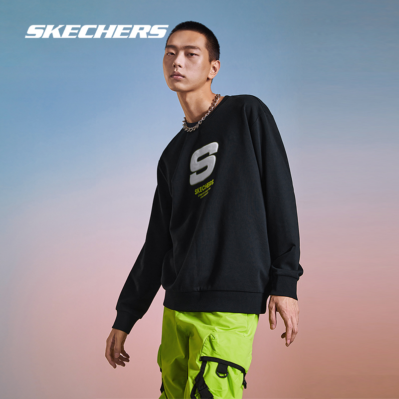 skechers春秋运动针织宽松圆领卫衣 skechers运动运动卫衣/套头衫