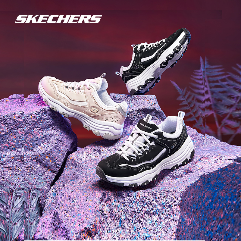 Skechers斯凯奇春夏女鞋熊猫鞋男运动休闲黑白情侣老爹鞋官方正品