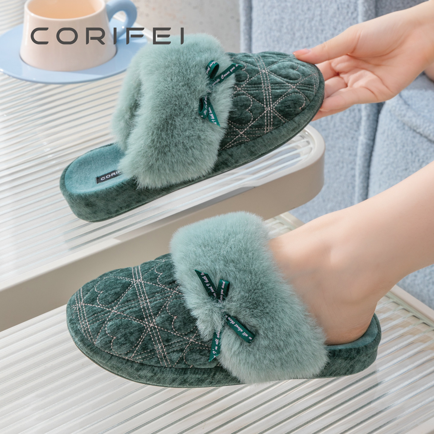 秋冬季出口转内销保暖新品防滑厚底女士家居拖鞋轻奢风毛毛绒拖鞋,淘宝优惠券,粉丝福利购,淘宝优惠卷