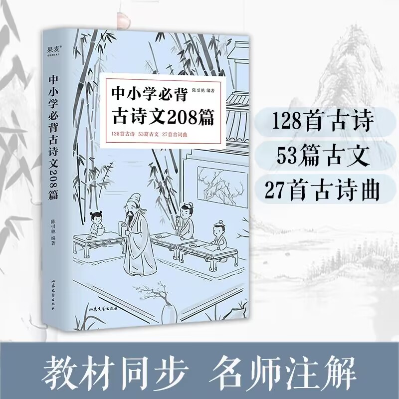 正版 中小学bi背古诗文208篇 中小学生75篇初中篇61篇高中72篇1-12年级 课本同 步语文古诗词诵读读物词曲陈引驰 七八九年级古诗词