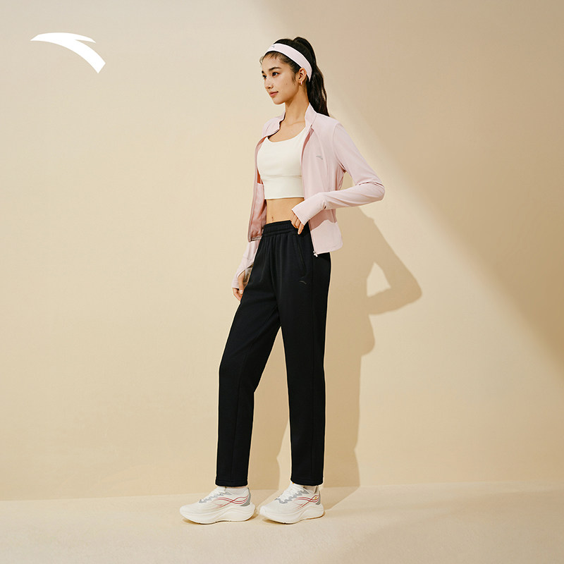 安踏锥形卫裤女款2025冬季新款加绒保暖直筒休闲裤针织运动长裤子,淘宝优惠券,粉丝福利购,淘宝优惠卷