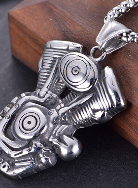 饰品 朋克发动机骷髅复古创意吊坠项链