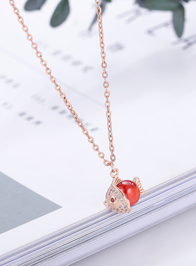 红色招财韩版时尚风饰品吊坠项链