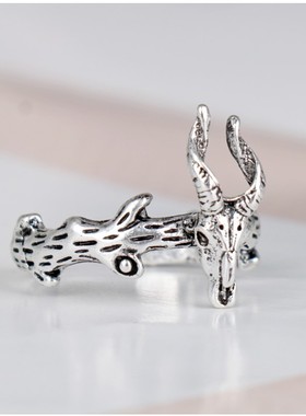 J283地摊货源韩版简约小鹿戒指男女电镀开口气质款指环夏季