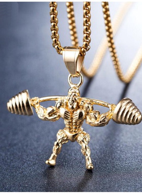 欧美杠铃项链男士健身饰品吊坠