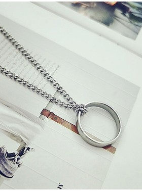 情侣原宿风圆环戒指吊坠项链