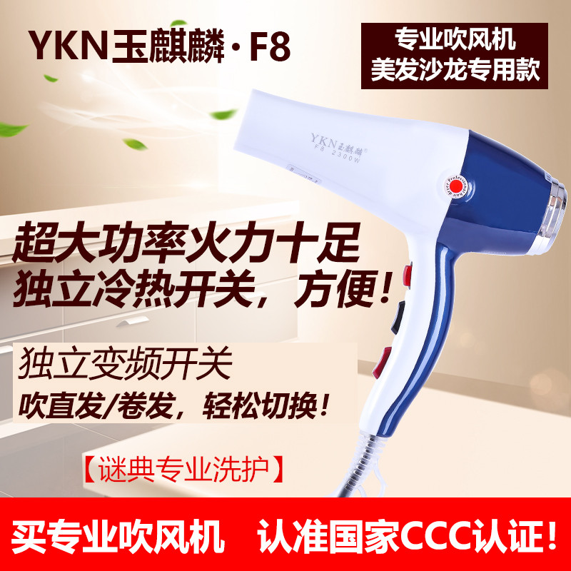 玉麒麟F8吹风机2300W大功率理发店发廊家用专业冷热电吹筒负离子