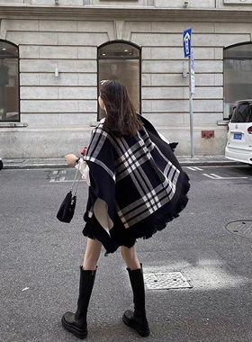 斗篷披肩加厚双面女秋冬