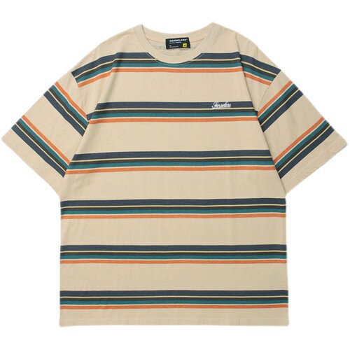 From Mars Salt stripe antique short-sleeved t-shirt - 图3