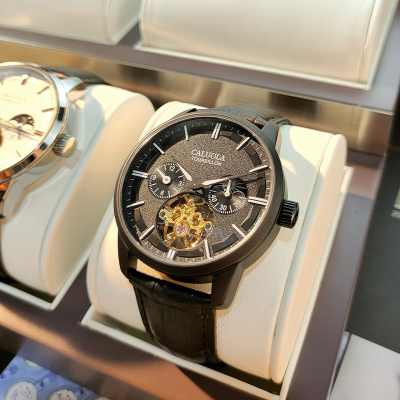 卡罗莱全自动机械飞轮休闲夜光手表 爱绕国产腕表