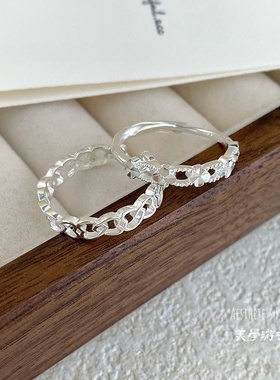 S925纯银镂空爱心四叶草戒指