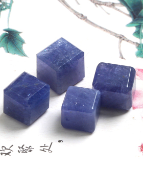 天然蓝灰坦桑石镶嵌diy配件