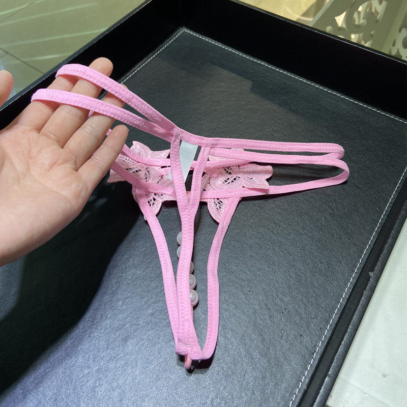 珠子内裤珍珠按摩女低腰镂空性感丁字裤黑色白色粉色红色t裤诱惑