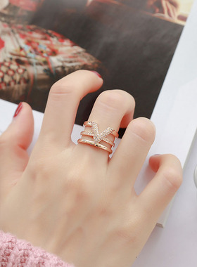 轻奢小众开口可调节钛钢戒指女