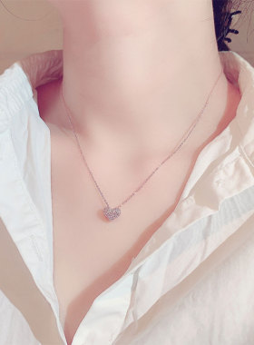 18K金项链2024新款爆款轻奢小众高级感女士配饰女夏季爱心锁骨链