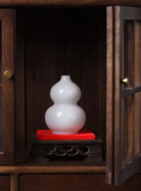 冰种璞玉葫芦摆件家居装饰品半手工白色工艺品客厅书房装饰摆件