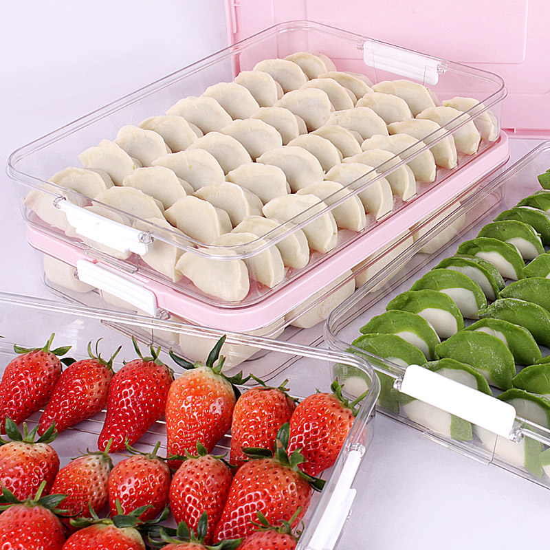 新款升级冰箱饺子保鲜盒沥水盒子食品冷冻专用厨房抽屉式收纳盒