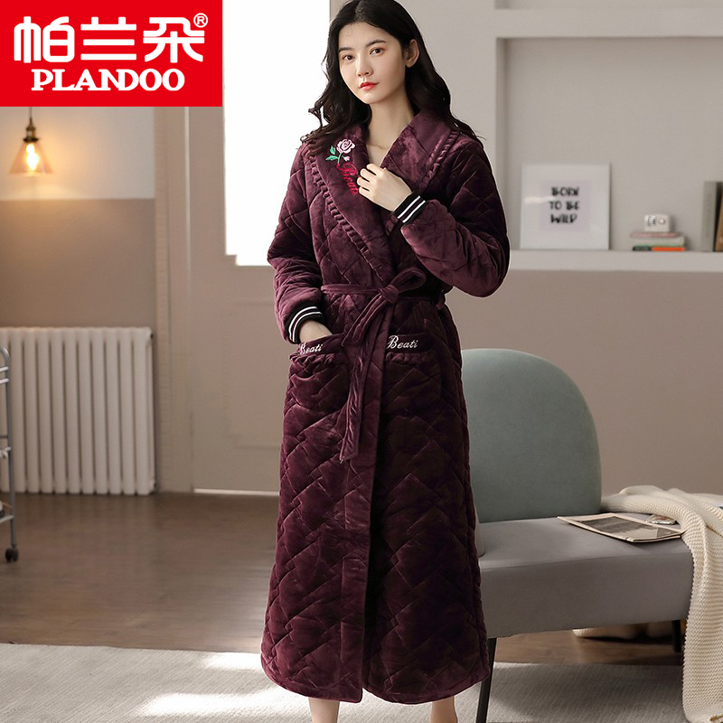 帕兰朵睡袍女冬珊瑚绒三层夹棉加厚保暖加长款浴袍加绒冬季男睡衣,淘宝优惠券,粉丝福利购,淘宝优惠卷
