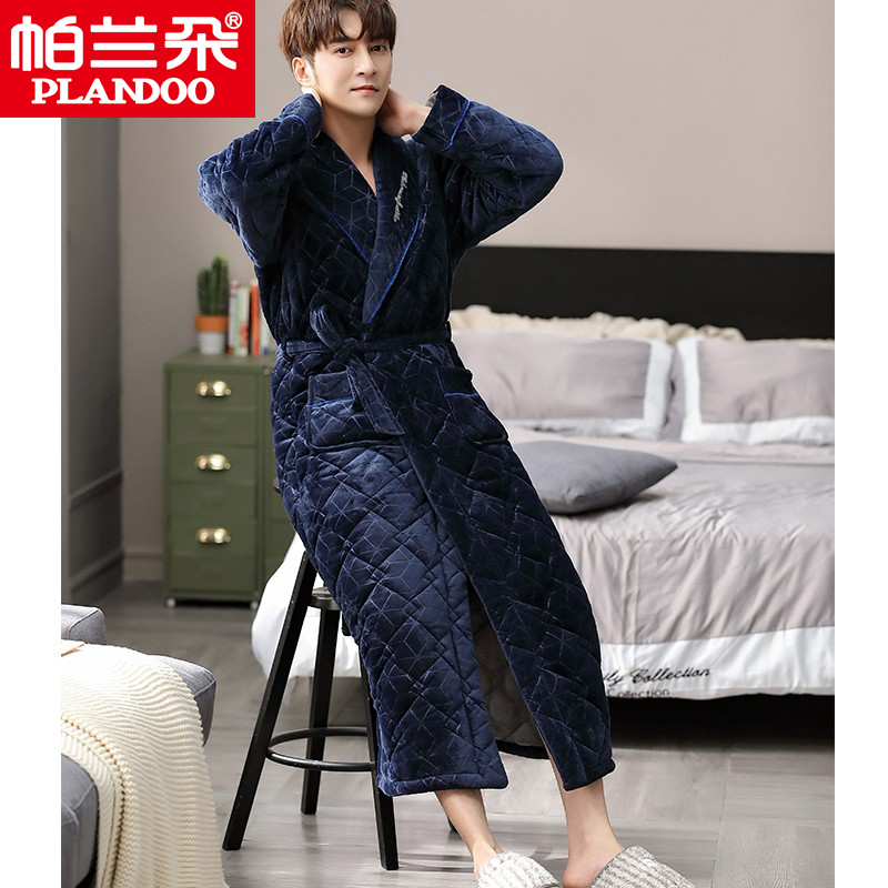 帕兰朵睡袍女冬珊瑚绒三层夹棉加厚保暖加长款浴袍加绒冬季男睡衣,淘宝优惠券,粉丝福利购,淘宝优惠卷