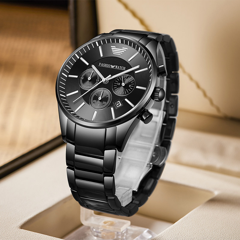 阿玛妮正品黑武士男士全自动机械表 路欧斯宾国产腕表