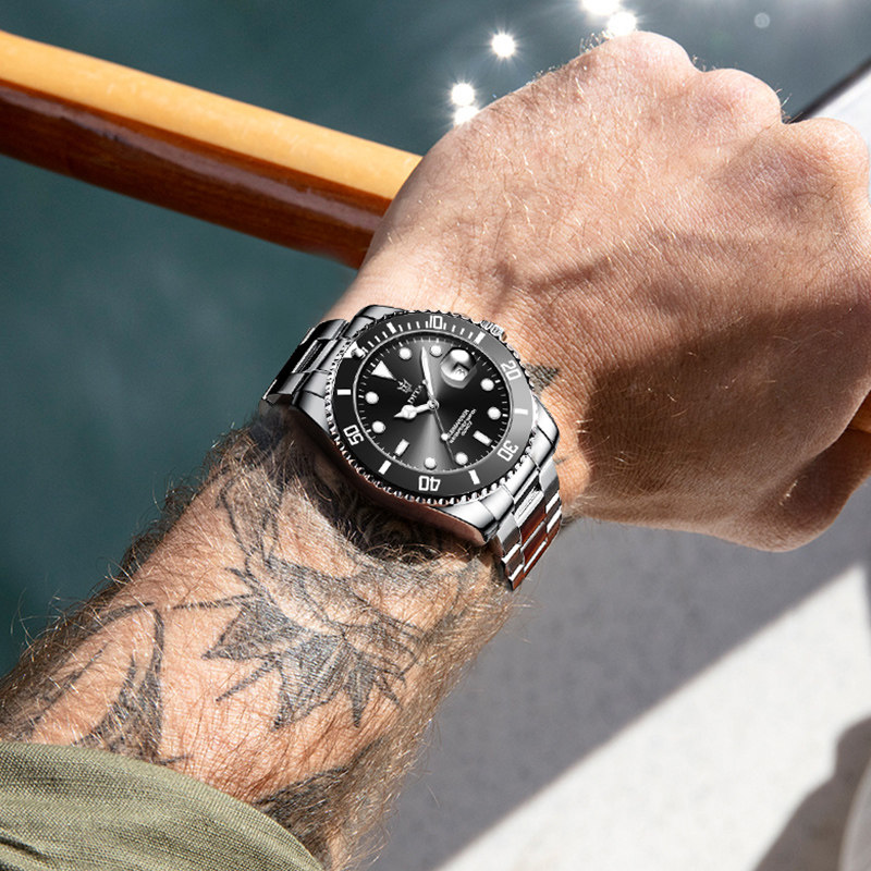 2021新款瑞士黑水鬼男士自动机械表 路欧斯宾国产腕表