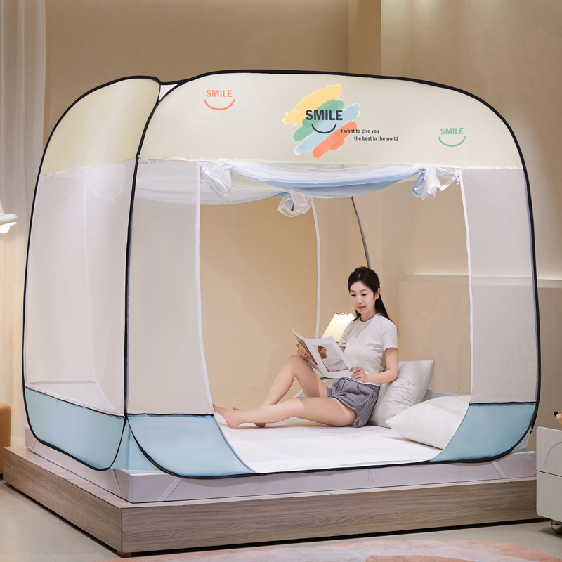 蒙古包蚊帐家用2024新款卧室可折叠免安装1.8米床儿童防摔有底夏