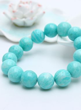 天然亚马逊老矿天河石手链男女款莫桑比克水晶手串矿石手工制作