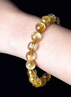 天然招财金发晶钛晶金发手链巴西黄发晶水晶转运手串情侣男女