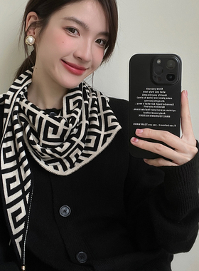 雪林鹿春秋冬三角巾针织女磁吸扣