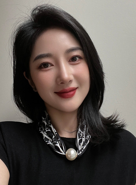雪林鹿春夏季磁扣丝巾法式女珍珠