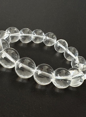冰透人造白水晶手链手串高透圆珠玻璃透明手工编织单圈手链饰品