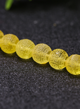 天然原矿金珀蜜蜡雕刻回纹圆珠