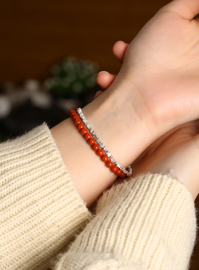 天然女南红玛瑙小米珠