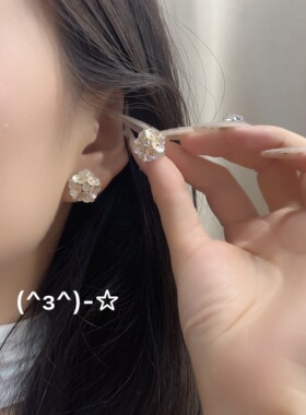 独特漂亮花朵耳钉巨好看银针耳饰