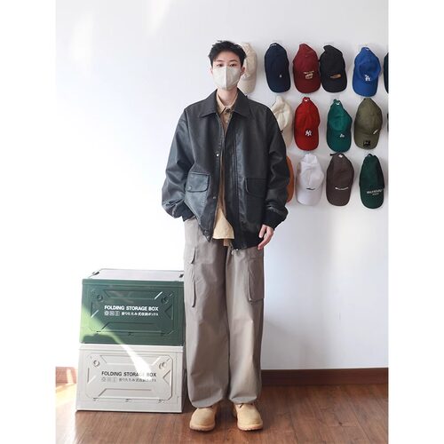 siiiend 美式潮牌痞帅高街机车哑光pu皮皮衣夹克防风保暖情侣外套 - 图0