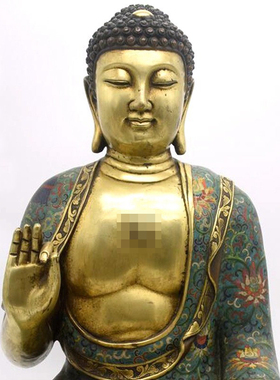 迎善永安黄铜收藏级景泰蓝药师佛