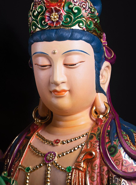 东方木雕彩绘观世音菩萨如来佛像