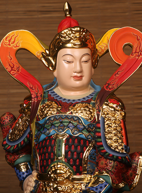 纯铜彩绘铜雕韦陀菩萨护法佛像