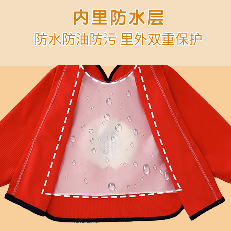 Chinese style New Year's baby eating smock waterproof and anti-dirty children's bib autumn and winter outer wear foreign style cute corduroy