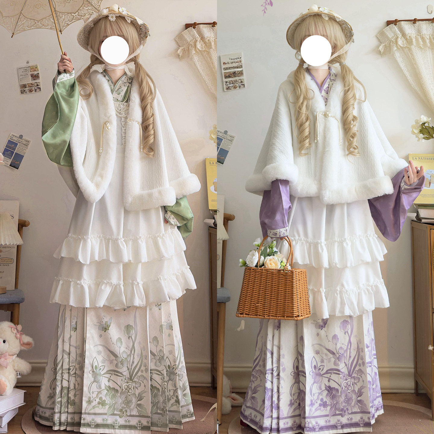 墨染幽阙原创汉洋折衷明制交领短衫罩裙加绒斗篷马面裙洛丽塔秋冬,淘宝优惠券,粉丝福利购,淘宝优惠卷