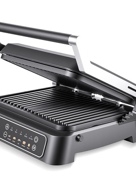 跨境二合一牛排机三明治机华夫饼机可拆卸智能显示屏早餐2000W
