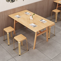 Commercial Catering Fast Food Restaurant Table And Chairs Combined Factory Canteen Small Eating Shop Noodle Restaurant Breakfast Restaurant Dining Table 4 People Rectangular