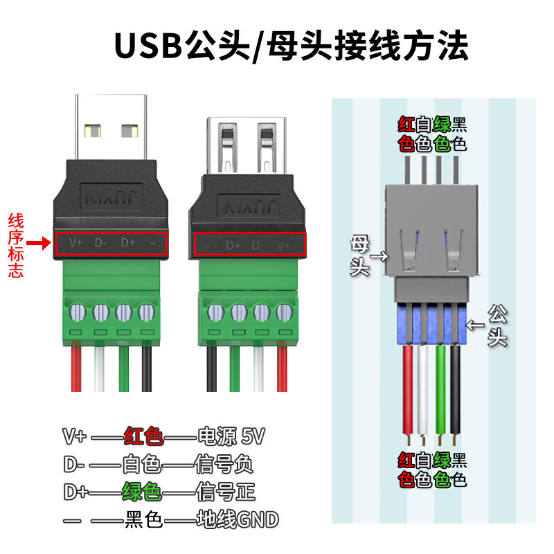 USB2.0免焊接插头usb公头母头电脑电视手机键盘鼠标接线头USB插头 - 图1