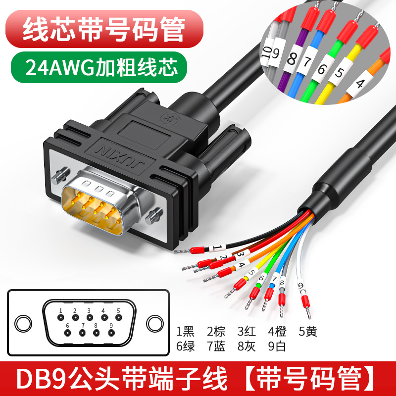 DB9串口线公头母头带线9针端子线DB37并口线DB25 DB15连接线15芯 - 图0